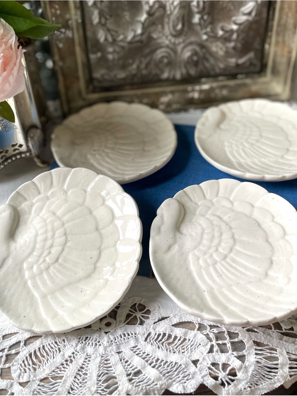 Dash of That white ceramic appetizer dessert plates Turkey Thanksgiving